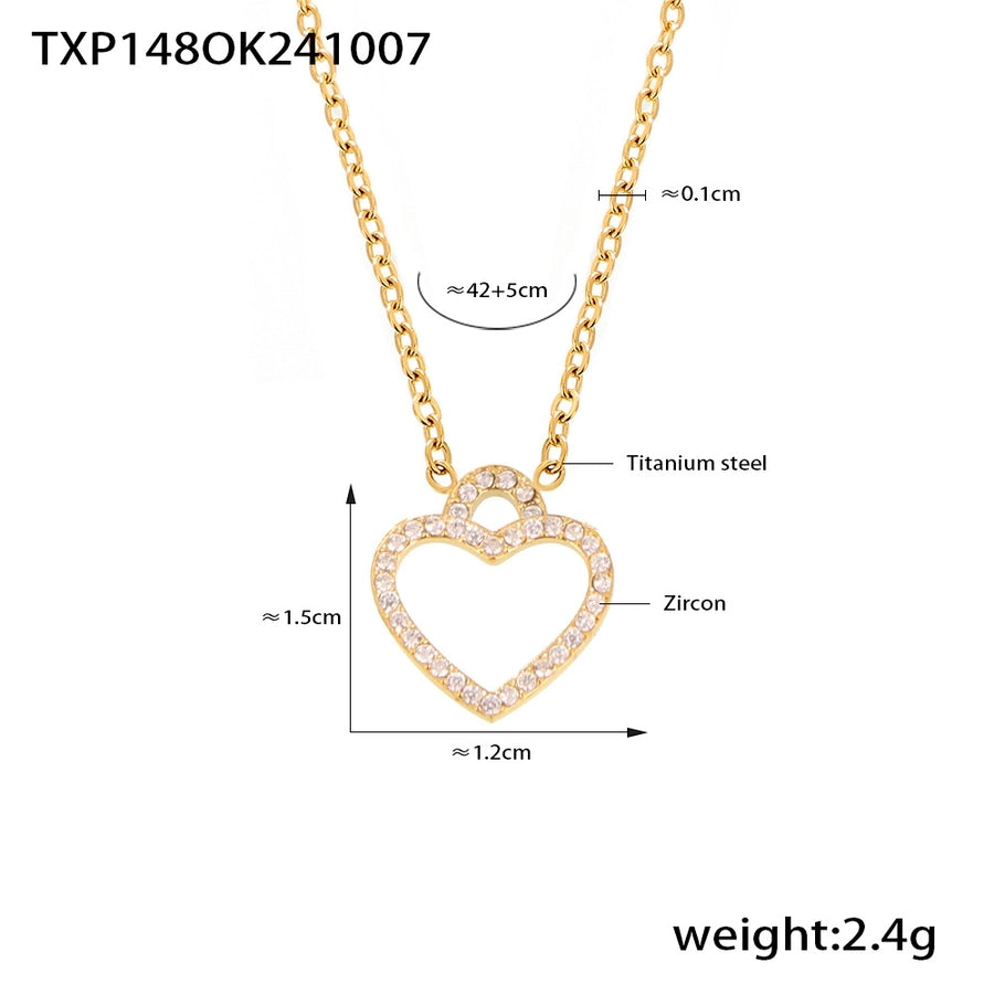 Jewelry Elegant Luxurious Vacation Heart Shape Titanium Steel 18K Gold Plated Plating Jewelry Set