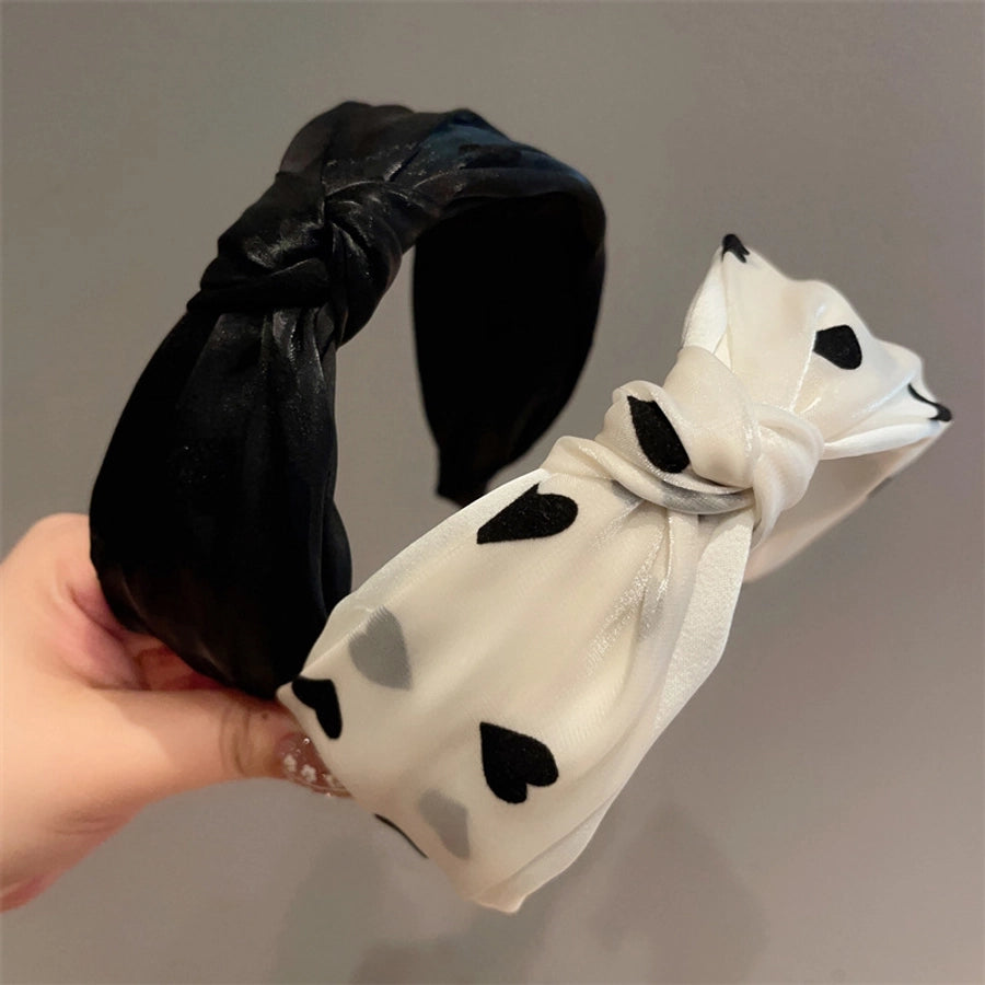simple style heart shape gauze printing hair band