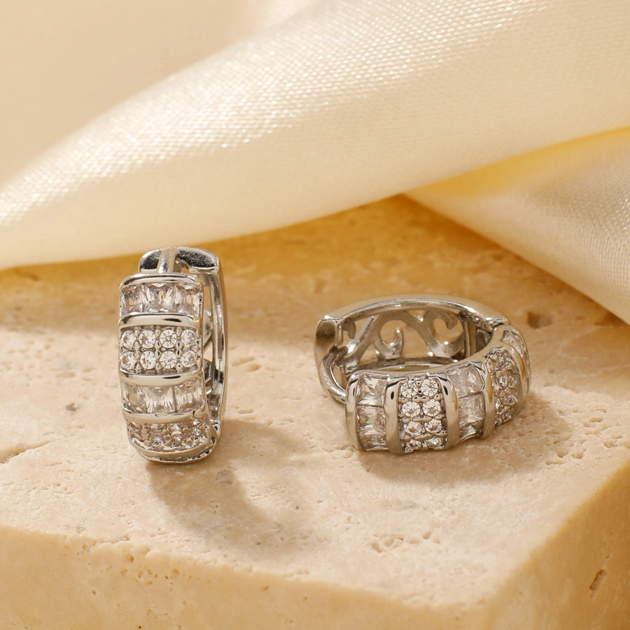 1 Pair Glam Simple Style Shiny Geometric Inlay Copper Zircon K Gold Plated Earrings