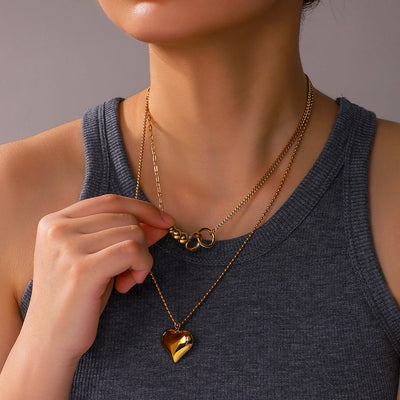 Jewelry IG Style Retro Heart Shape Titanium Steel Plating Pendant Necklace