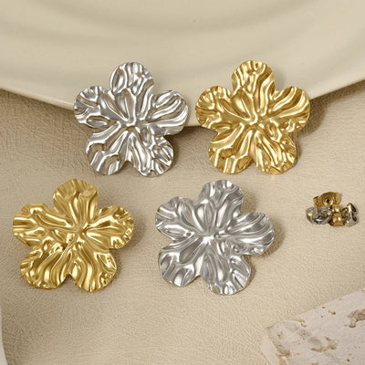 1 Pair Basic Simple Style Flower Plating 304 Stainless Steel Ear Studs