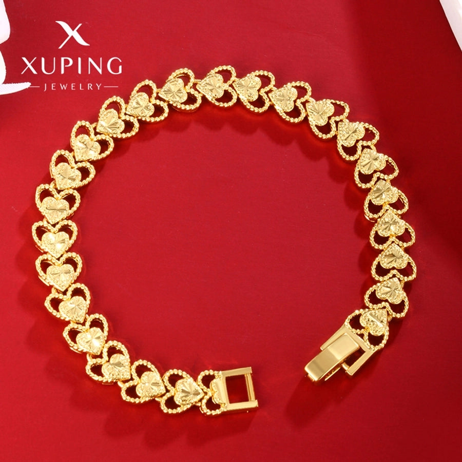 Jewelry Elegant Retro Heart Shape Copper 18K Gold Plated Plating Bracelets