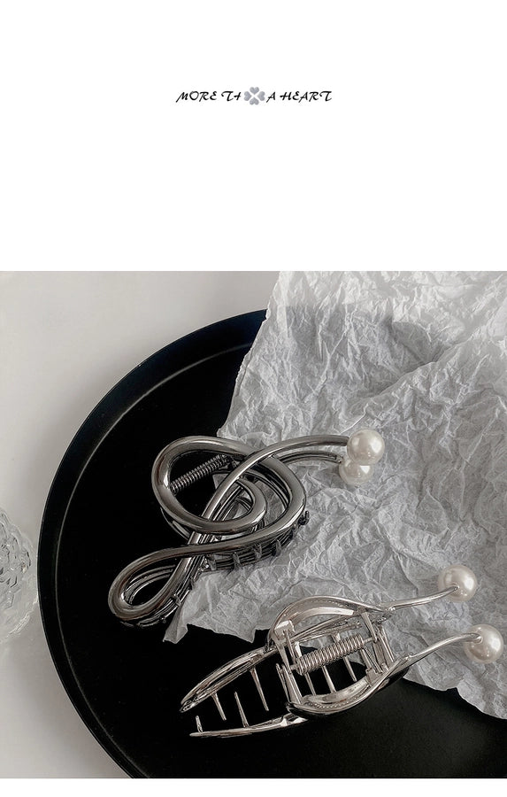 simple style notes alloy inlay pearl hair claws