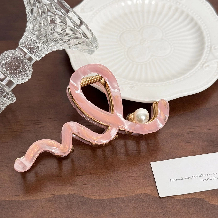 Women's IG Style Waves Arylic Alloy Inlay Pearl Hair Claws