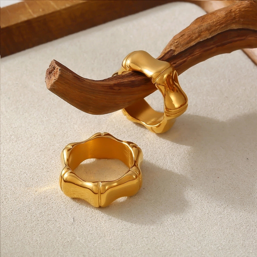 Jewelry Elegant Preppy Style Sweet Geometric 304 Stainless Steel 18K Gold Plated Rings