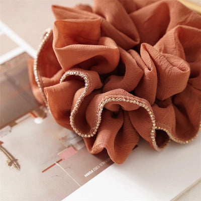 simple style solid color ruffles cloth pleated hair tie 1 piece