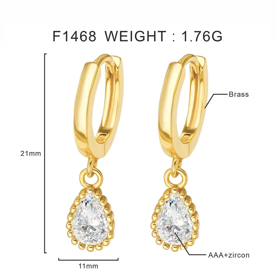 1 Pair Casual Vintage Style Water Droplets Copper Zircon Drop Earrings