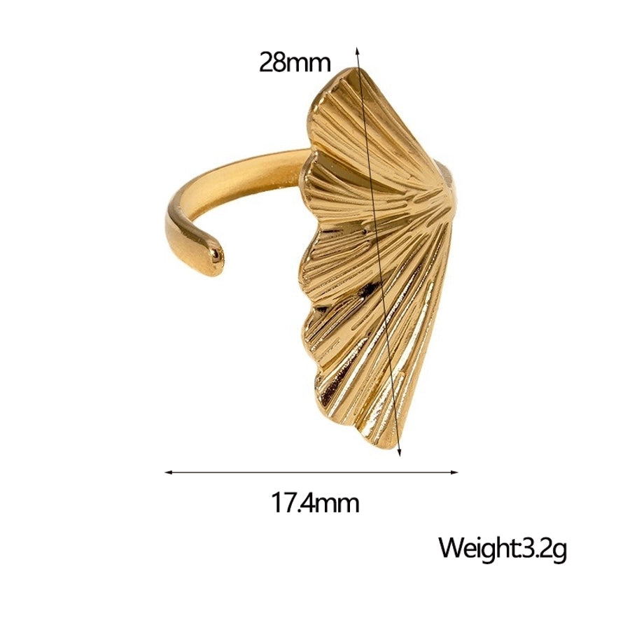 Jewelry Tropical Modern Style Simple Style Leaf 304 Stainless Steel 18K Gold Plated Enamel Stainless Steel Rings