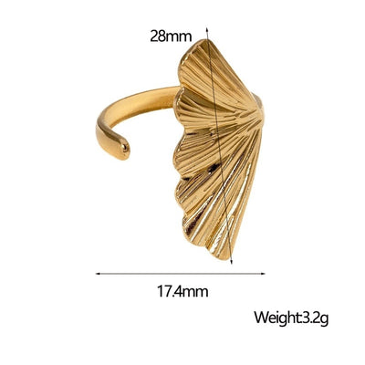 Jewelry Tropical Modern Style Simple Style Leaf 304 Stainless Steel 18K Gold Plated Enamel Stainless Steel Rings