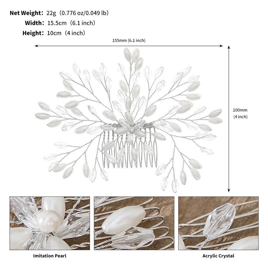 simple style flower artificial pearl inlay pearl insert comb