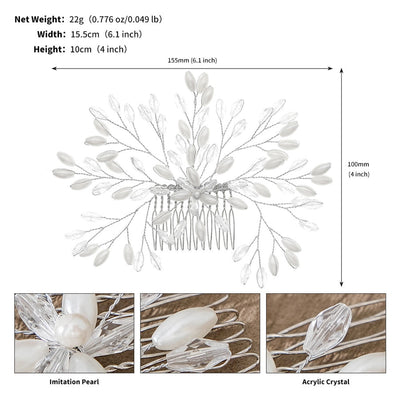 simple style flower artificial pearl inlay pearl insert comb