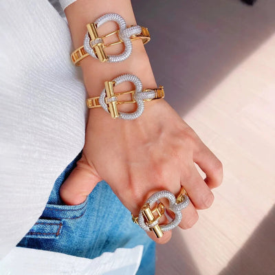 Jewelry Casual Elegant Lady Heart Shape Copper Zircon Inlay Jewelry Set