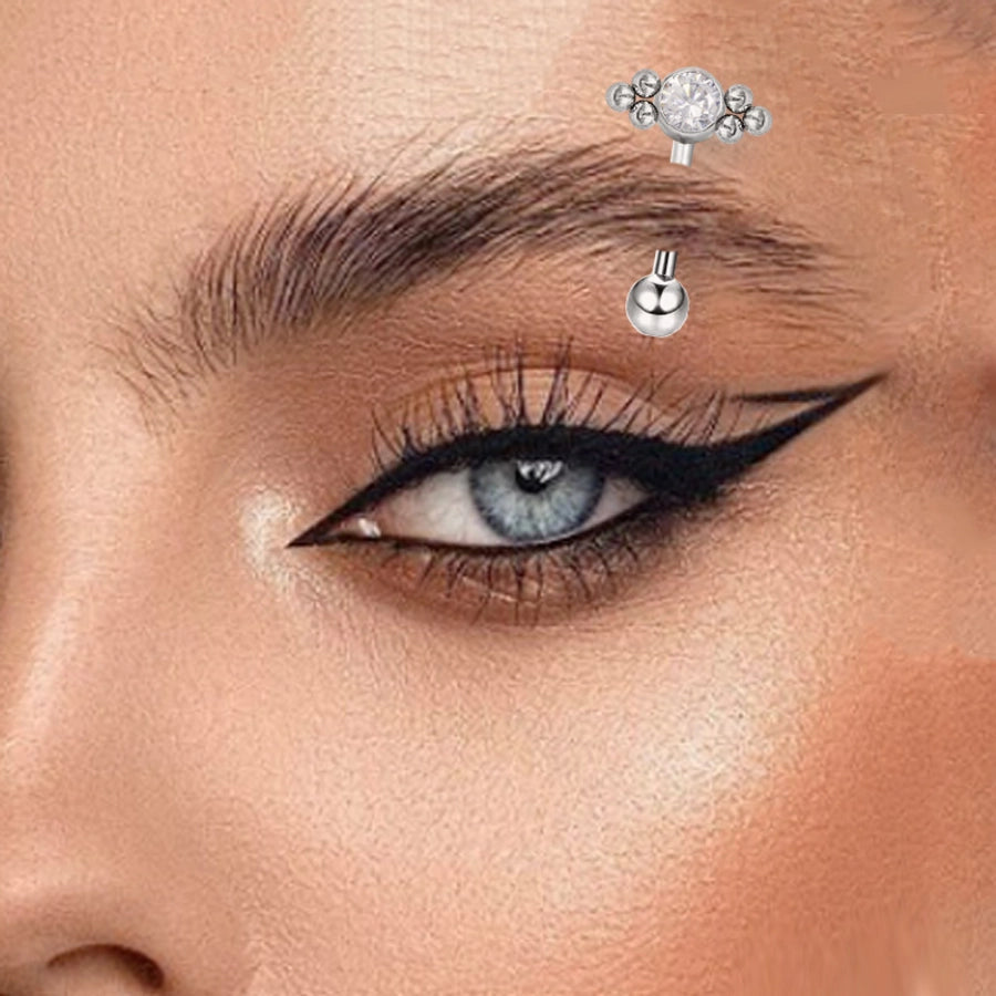 1 Piece Eyebrow Studs Casual Classic Style Oversized Sunflower Pure Titanium Titanium Alloy Zircon 14K Gold Plated White Gold Plated Eyebrow Studs