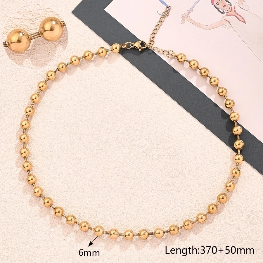 Jewelry Modern Style Simple Style Round Oval Solid Color 304 Stainless Steel 18K Gold Plated Polishing Plating Necklace