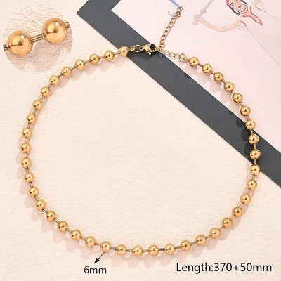 Jewelry Modern Style Simple Style Round Oval Solid Color 304 Stainless Steel 18K Gold Plated Polishing Plating Necklace