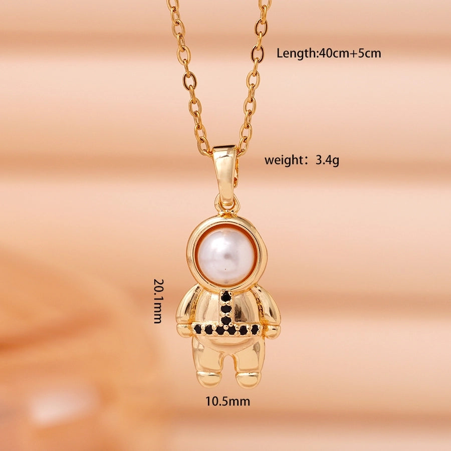 Jewelry Cute IG Style Astronaut Starry Sky 304 Stainless Steel Copper Necklace