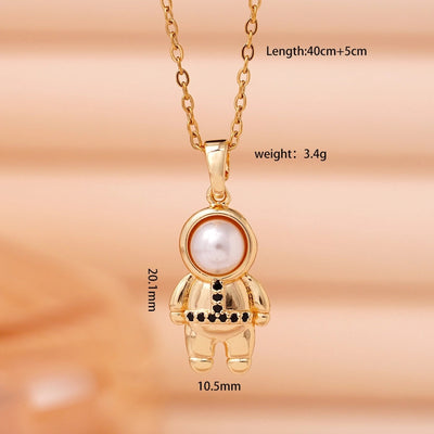Jewelry Cute IG Style Astronaut Starry Sky 304 Stainless Steel Copper Necklace