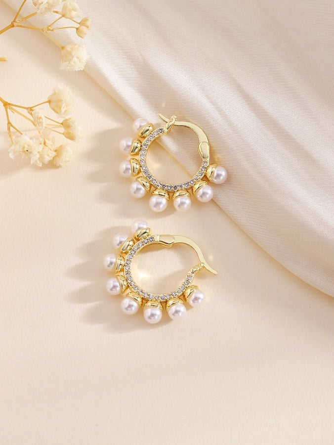 1 Pair Elegant Classical Romantic Solid Color Copper Ear Studs