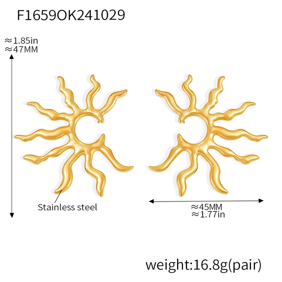 1 Pair Elegant Preppy Style Artistic Sun 304 Stainless Steel 18K Gold Plated Ear Studs
