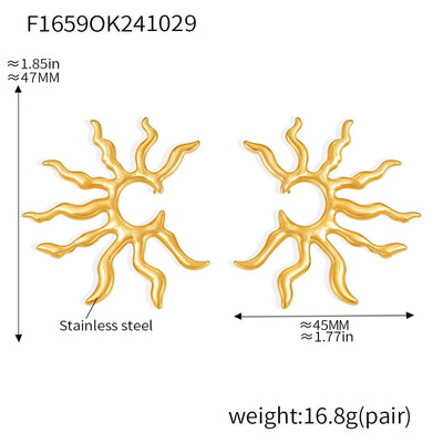 1 Pair Elegant Preppy Style Artistic Sun 304 Stainless Steel 18K Gold Plated Ear Studs