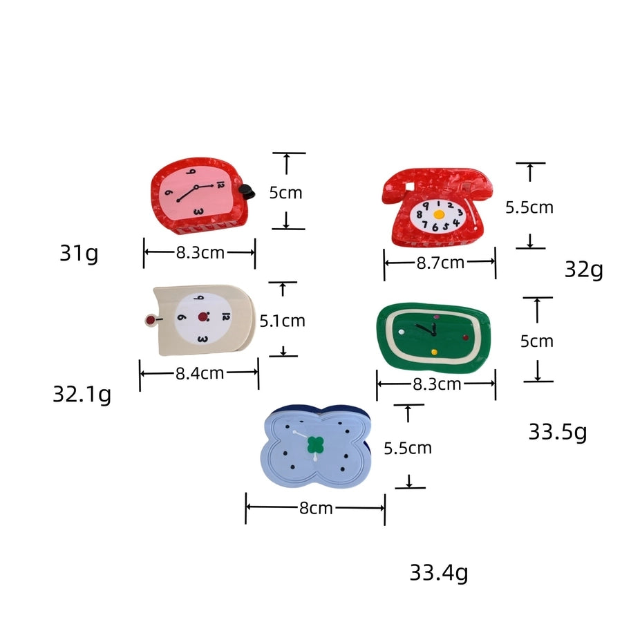 New Personalized Creative Acetate Alarm Clock Phone Shark Clip Back Head Updo Hair Claw Simple All-Match Hair Accessories