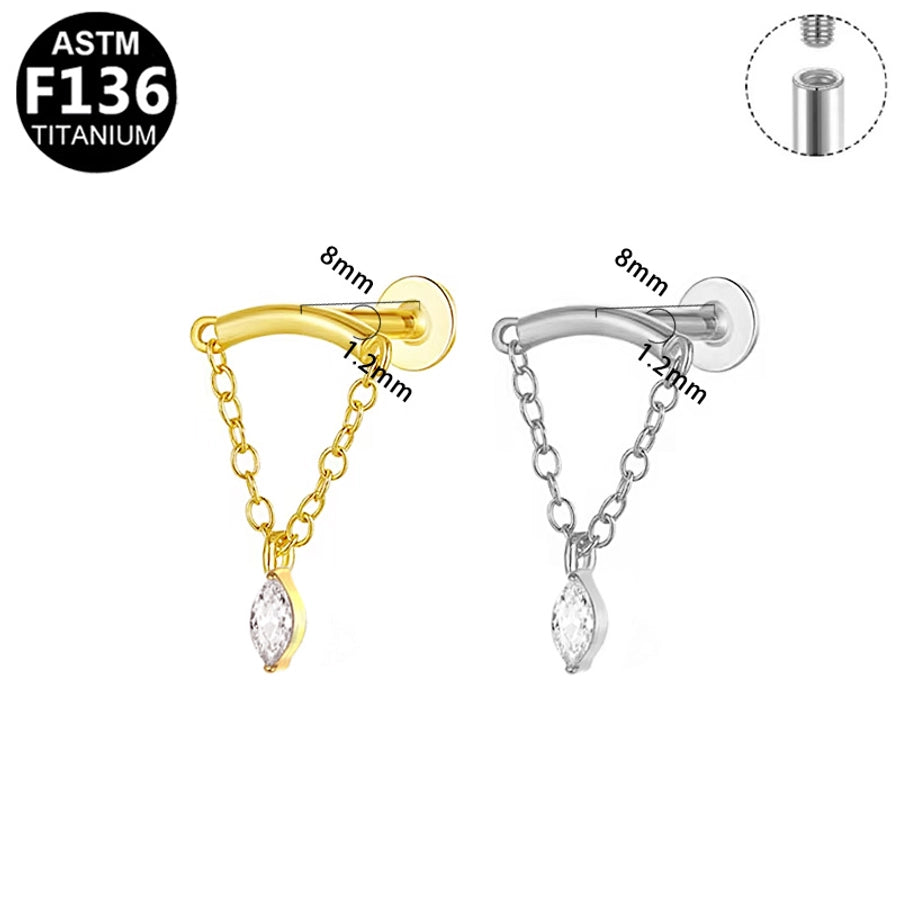 1 Piece Lip Rings Elegant Simple Style Artistic Geometric Pure Titanium Titanium Alloy Zircon 14K Gold Plated Silver Plated Lip Rings Ear Cartilage Rings & Studs