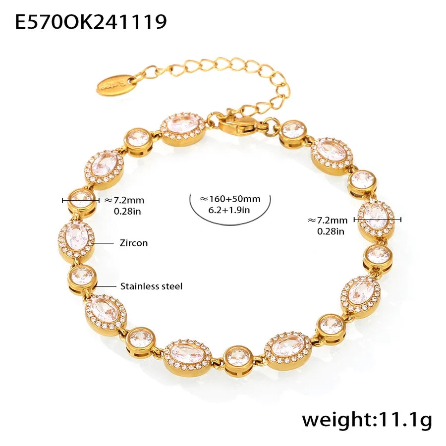 Elegant Luxurious Geometric 304 Stainless Steel 18K Gold Plated Zircon  Bracelets In Bulk