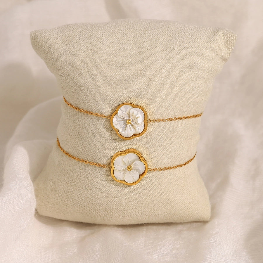 IG Style Elegant Flower 304 Stainless Steel 18K Gold Plated Acrylic Bracelets In Bulk