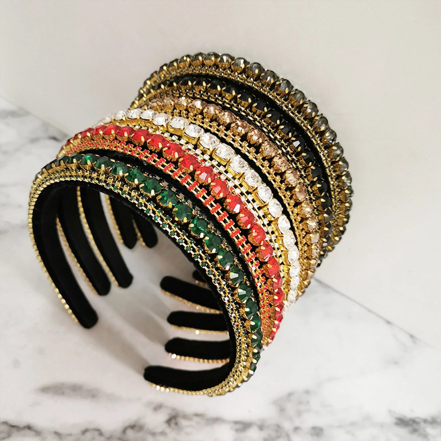 women's baroque style solid color rhinestone inlay hair band
