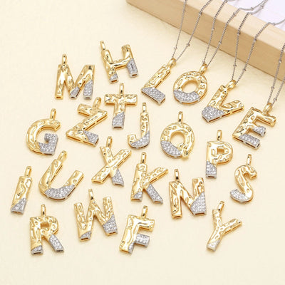 Jewelry Modern Style Simple Style letter 201 Stainless Steel Copper Zircon 18K Gold Plated Mixed Metal Inlay Pendant Necklace