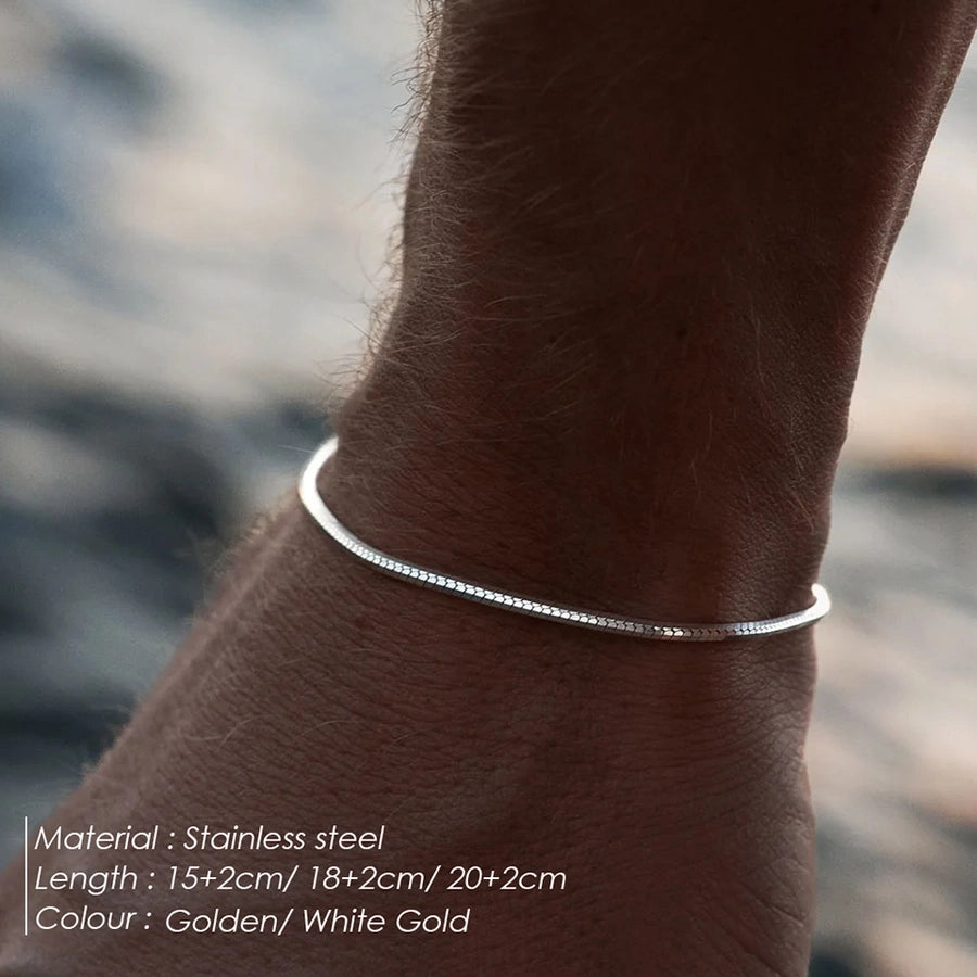 IG Style Cool Style Korean Style Solid Color 304 Stainless Steel 18K Gold Plated White Gold Plated Bracelets In Bulk