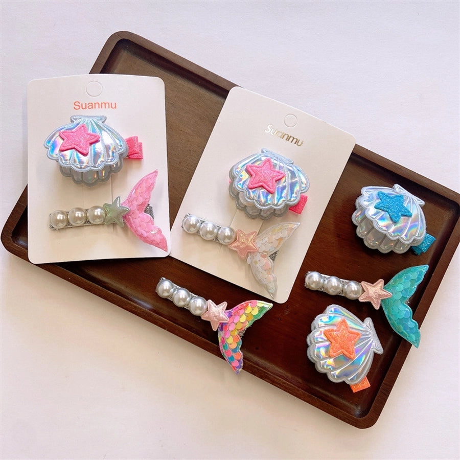 Girl'S Simple Style Classic Style Mermaid Cloth Contrast Collar Hair Clip