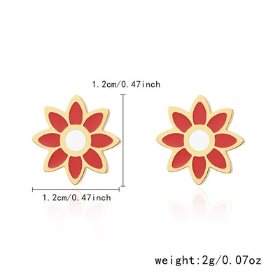 Premium Little Daisy Flower Bracelet Necklace Ear Stud Three-Piece Set Sweet Personality Niche Stainless Steel Ornament
