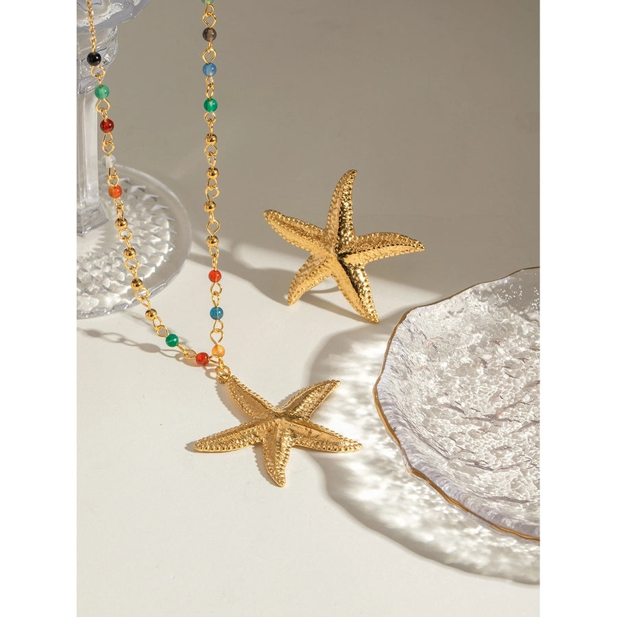 Jewelry Simple Style Classic Style Starfish 304 Stainless Steel 18K Gold Plated Rings Necklace