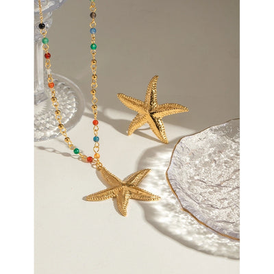 Jewelry Simple Style Classic Style Starfish 304 Stainless Steel 18K Gold Plated Rings Necklace