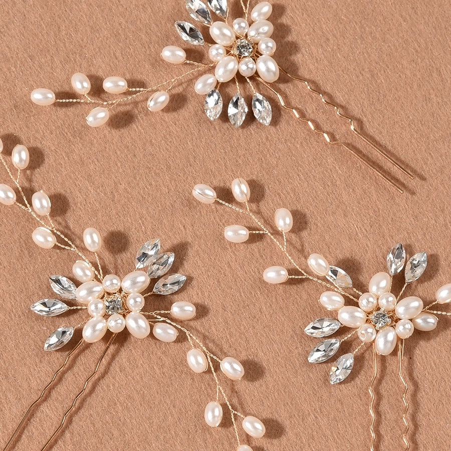 Europe and the United States  Gold Fork White line U-shaped hairpin hair pin headwear factory outlet