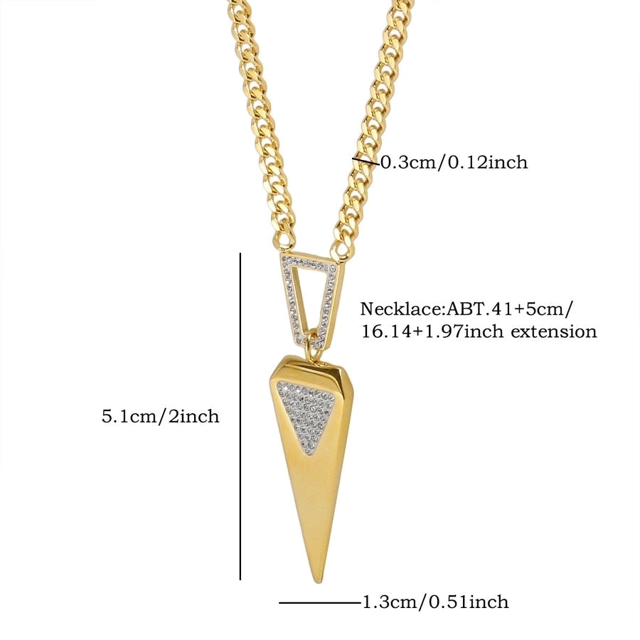 Jewelry Streetwear Triangle 304 Stainless Steel Zircon Plating Earrings Necklace