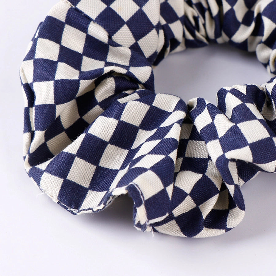 women's sweet simple style plaid cloth hair tie