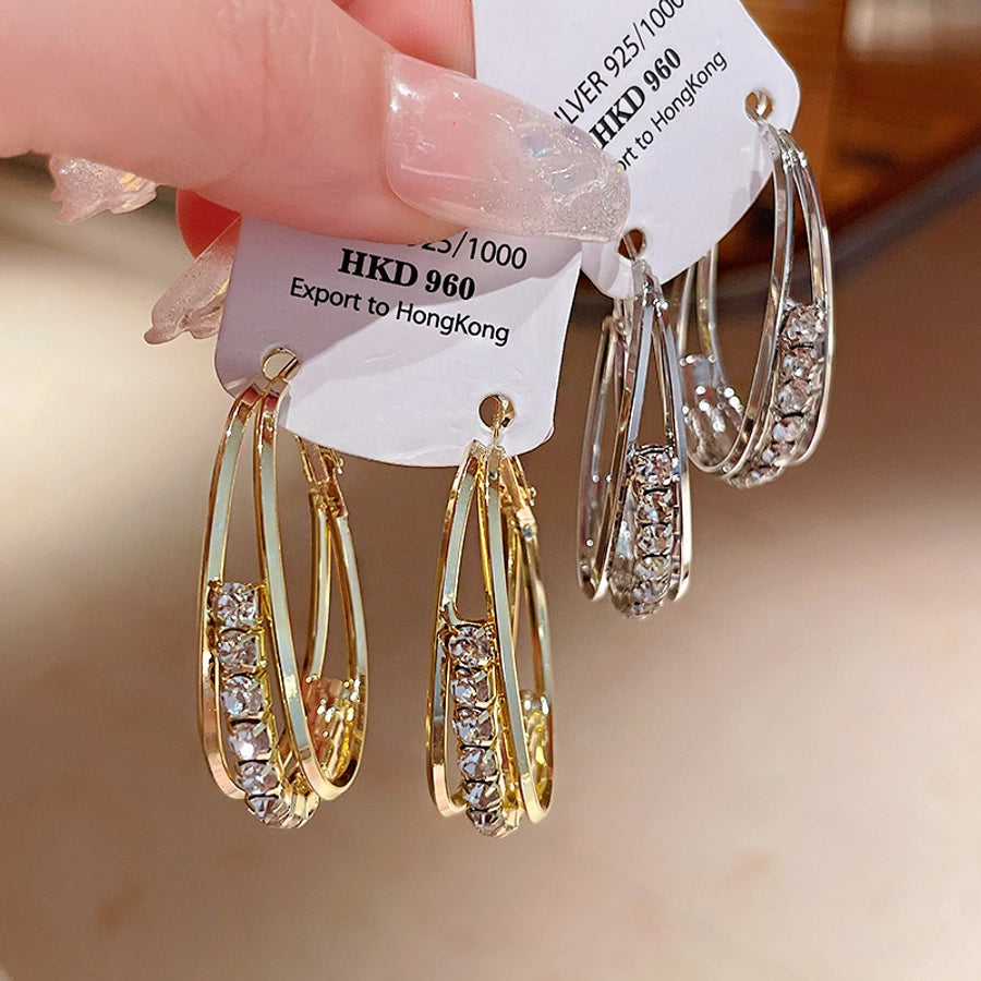 1 Pair Elegant Geometric Solid Color Copper Hoop Earrings