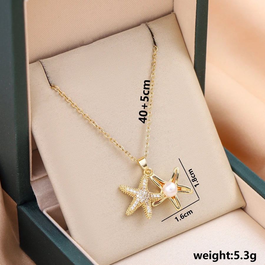 Jewelry Cute Queen Bridal Snowflake 316 Stainless Steel  Copper Zircon 18K Gold Plated Inlay Pendant Necklace