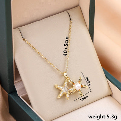 Jewelry Cute Queen Bridal Snowflake 316 Stainless Steel  Copper Zircon 18K Gold Plated Inlay Pendant Necklace