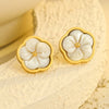 Jewelry Simple Style Flower 304 Stainless Steel Shell Zircon 18K Gold Plated Inlay Bracelets Earrings Necklace