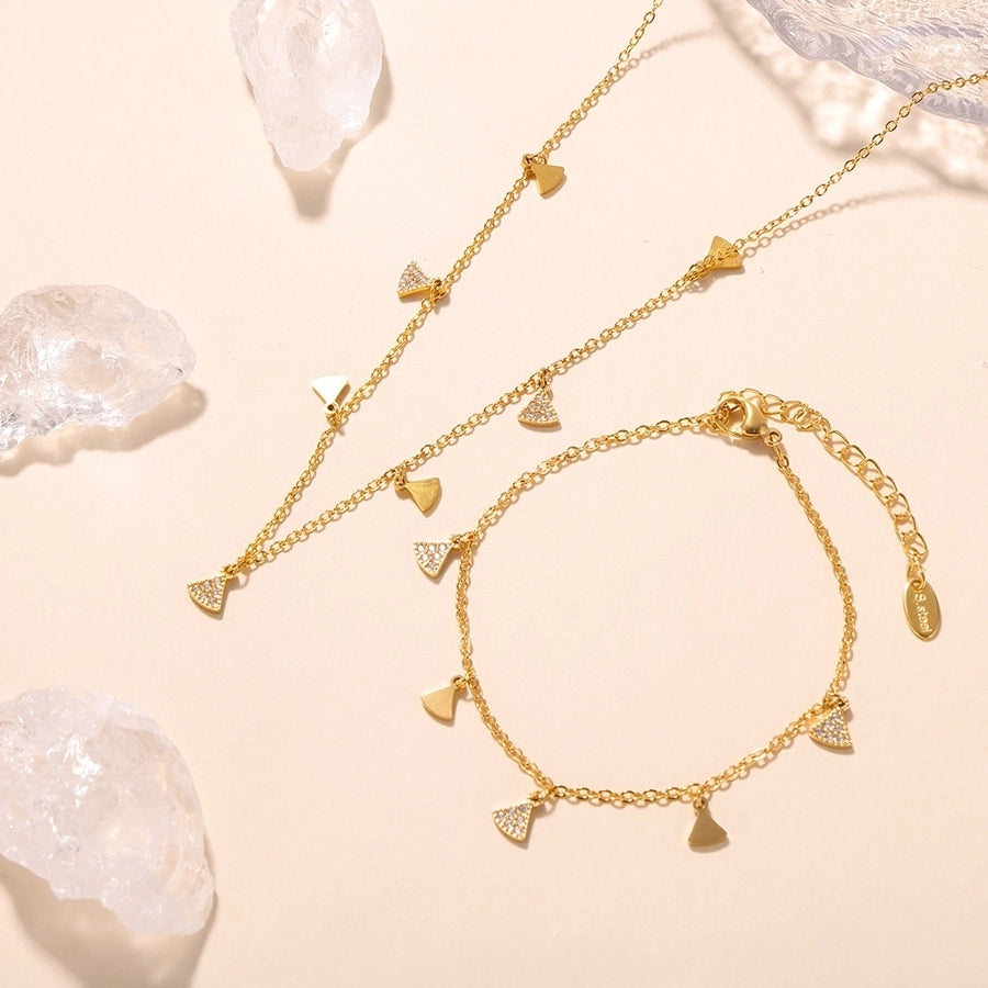 Jewelry Elegant Luxurious Vacation Geometric Titanium Steel 18K Gold Plated Jewelry Set