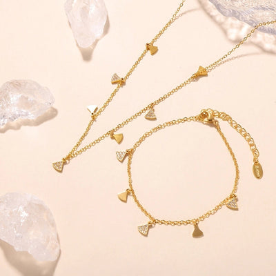 Jewelry Elegant Luxurious Vacation Geometric Titanium Steel 18K Gold Plated Jewelry Set