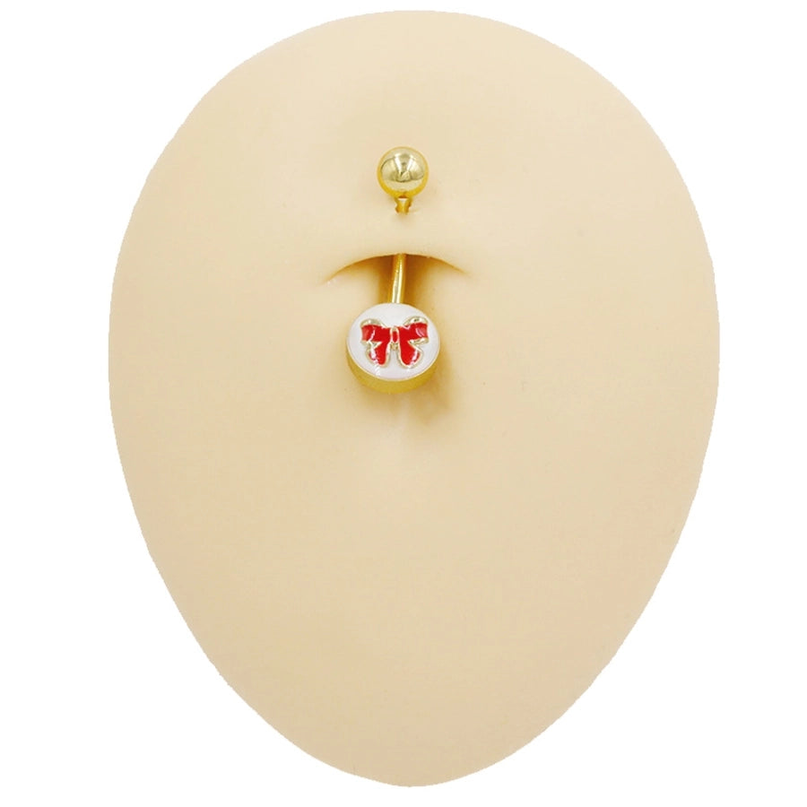 1 Piece Belly Rings Punk Simple Style Artistic Maple Leaf Rose 316 Stainless Steel  Alloy Epoxy Acrylic Rhinestones 18K Gold Plated