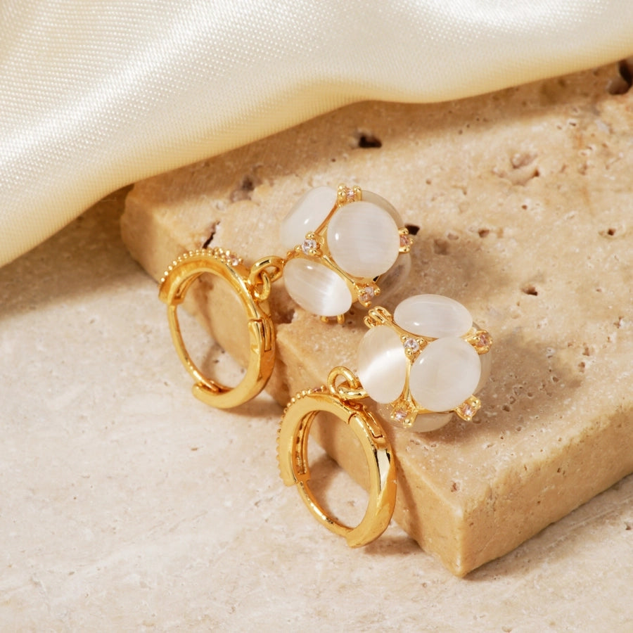 1 Pair Sweet Simple Style Shiny Geometric Heart Shape Inlay Copper Glass Zircon K Gold Plated Drop Earrings