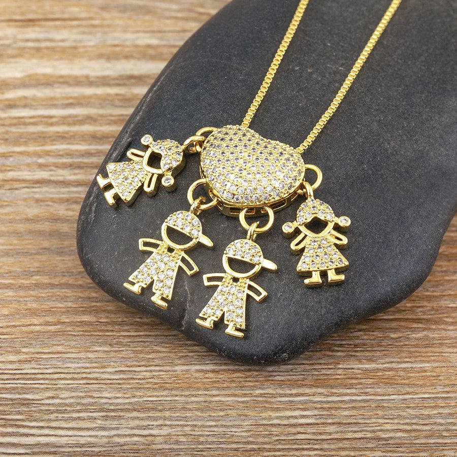 Wholesale Exaggerated Novelty Modern Style Human Copper Plating Inlay 18K Gold Plated Zircon Pendant Necklace