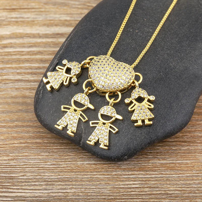 Wholesale Exaggerated Novelty Modern Style Human Copper Plating Inlay 18K Gold Plated Zircon Pendant Necklace