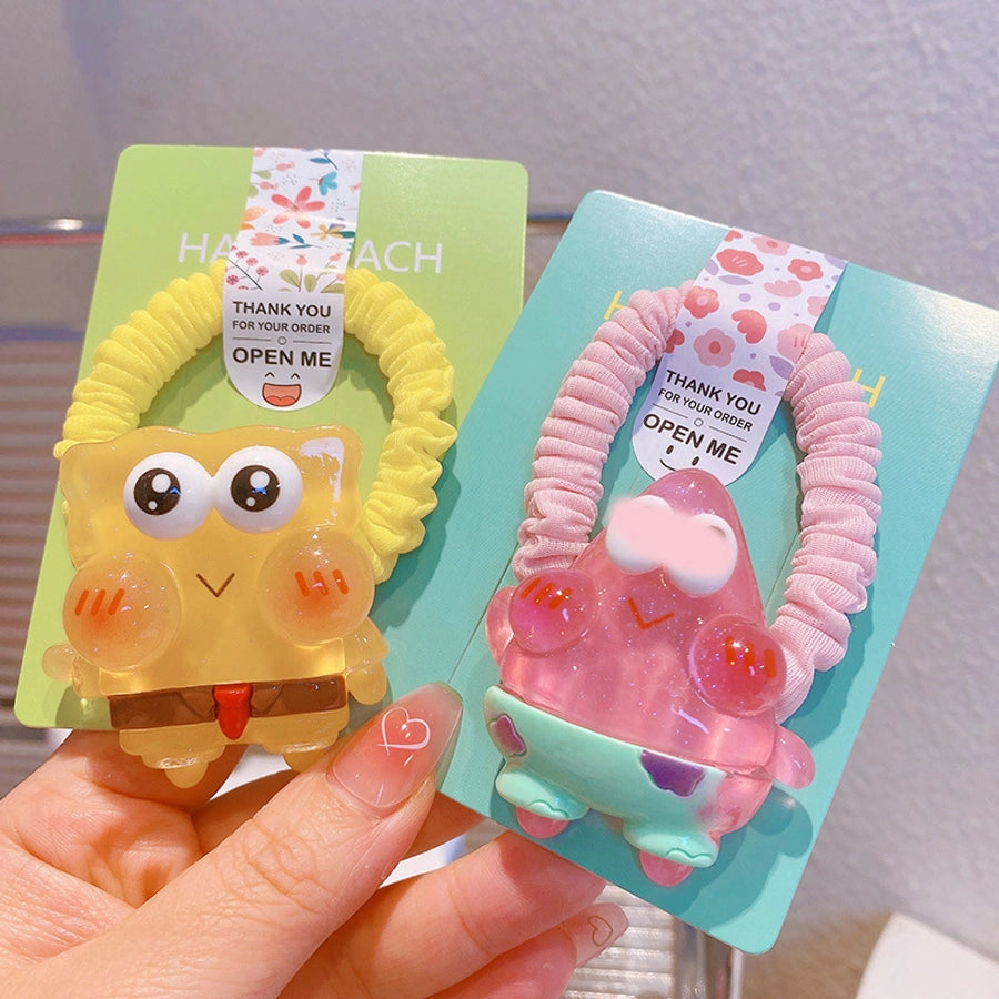 HD416A02 jelly cartoon cute donut fabric pleated small intestine hair ring milk cute girl high ponytail hair accessories