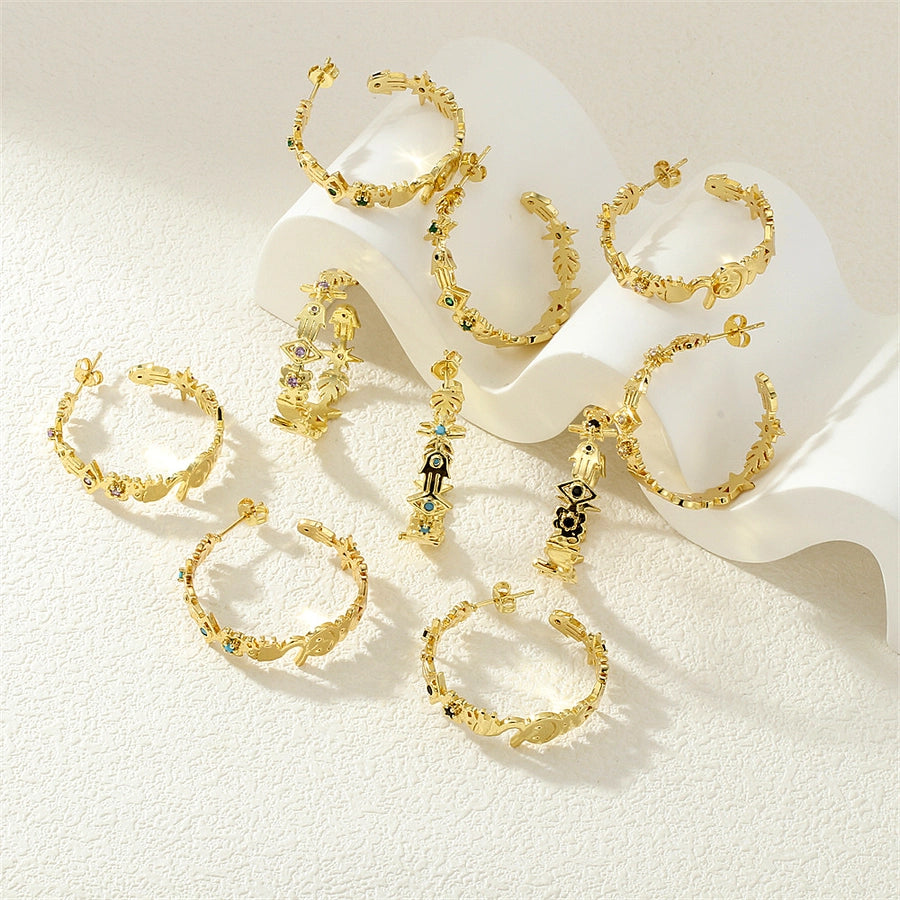 1 Pair IG Style Exaggerated Streetwear Devil's Eye  Inlay Copper Zircon 18K Gold Plated Ear Studs